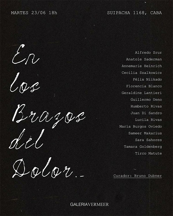 Anatole Saderman, Annemarie Heinrich, Humberto Rivas, Juan Di Sandro y Sameer Makarius participan de la muestra “En los brazos del dolor” en galería Vermeer 