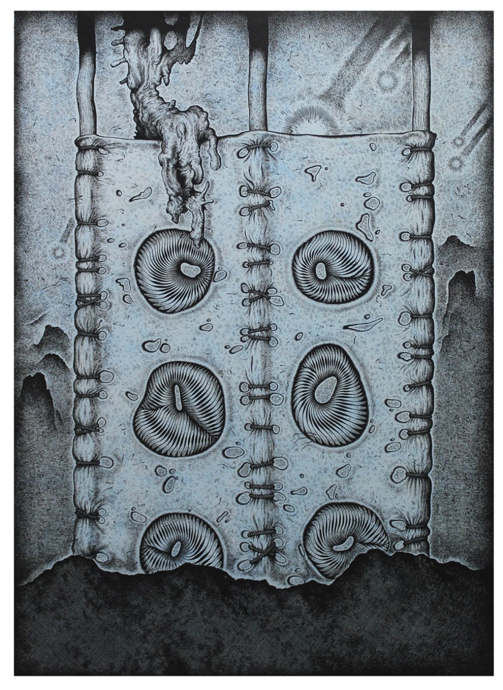 Escena de la lluvia de meteoritos